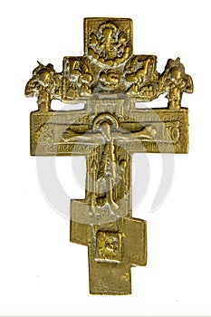 Bronze Orthodox Cross with Cherubs. Russia. XVIII century photo